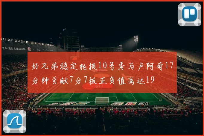 好兄弟稳定轮换10号秀马卢阿奇17分钟贡献7分7板正负值高达19